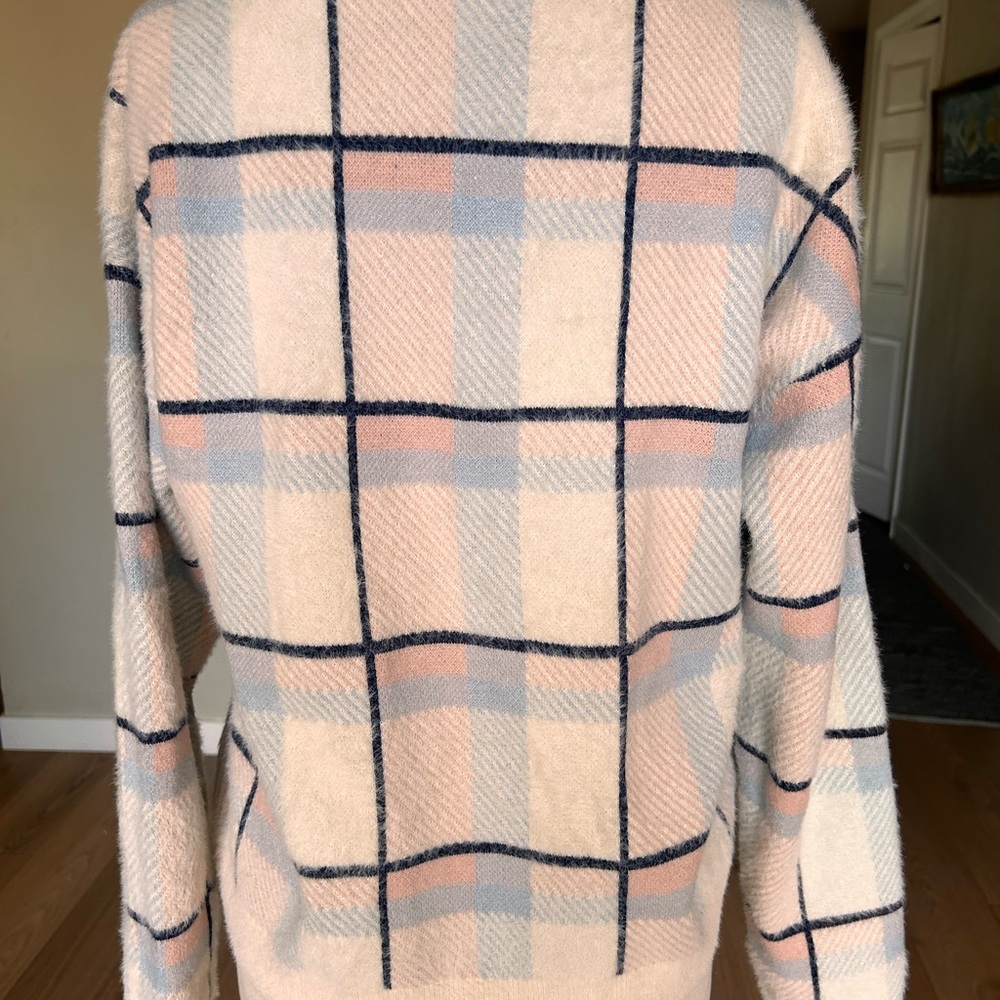 Cyrus plaide cozy fuzzy plaid sweater S/M - Picture 3 of 7